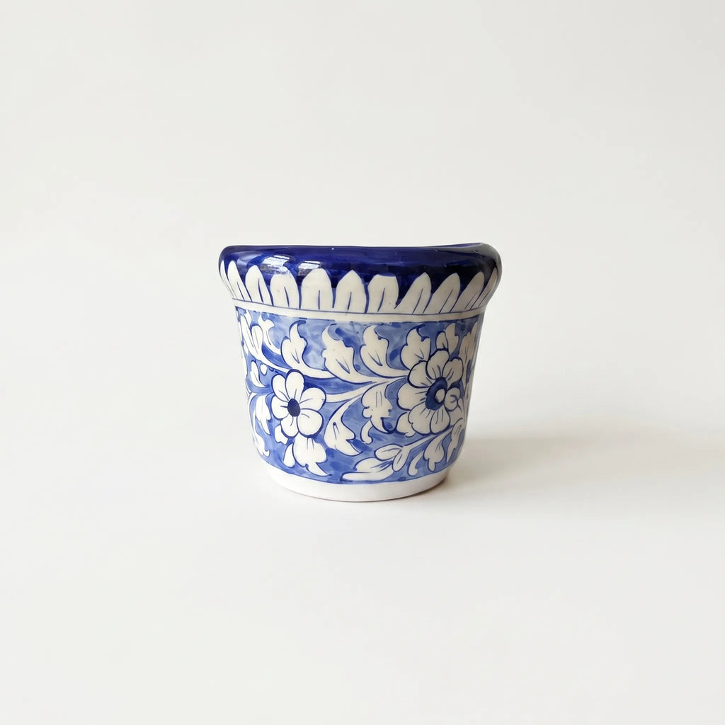 Blue Pottery Wall Planter – 5” Ceramic Hanging Planter (Multani Blue)