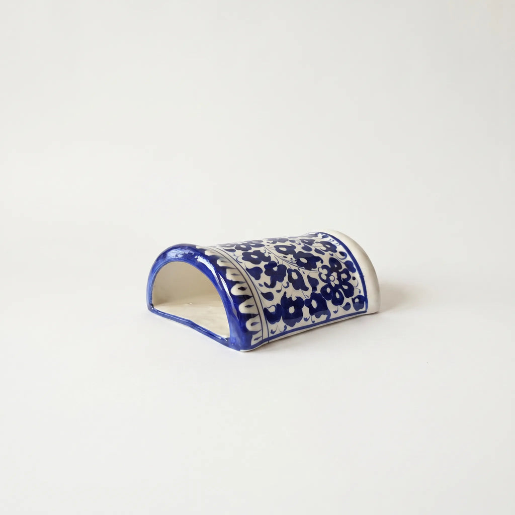 Blue Pottery Wall Planter – 7 Inch High Ceramic Hanging Planter (Slanted Rim) Serena Design