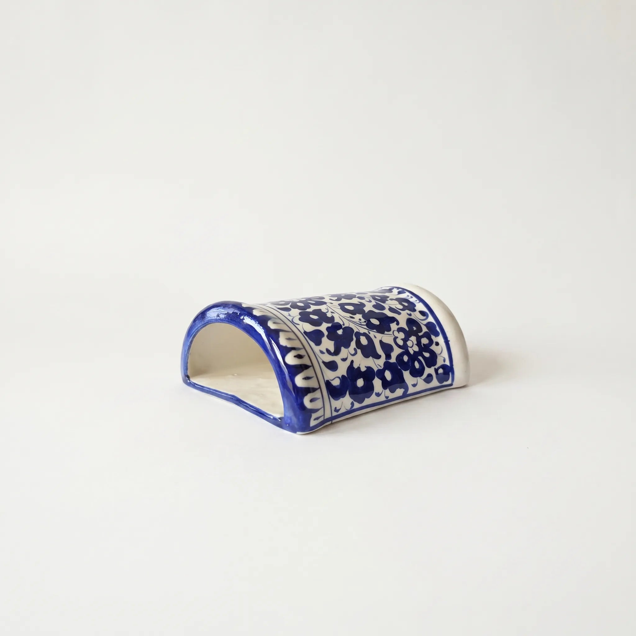 Blue Pottery Wall Planter – 7 Inch High Ceramic Hanging Planter (Slanted Rim) Serena Design