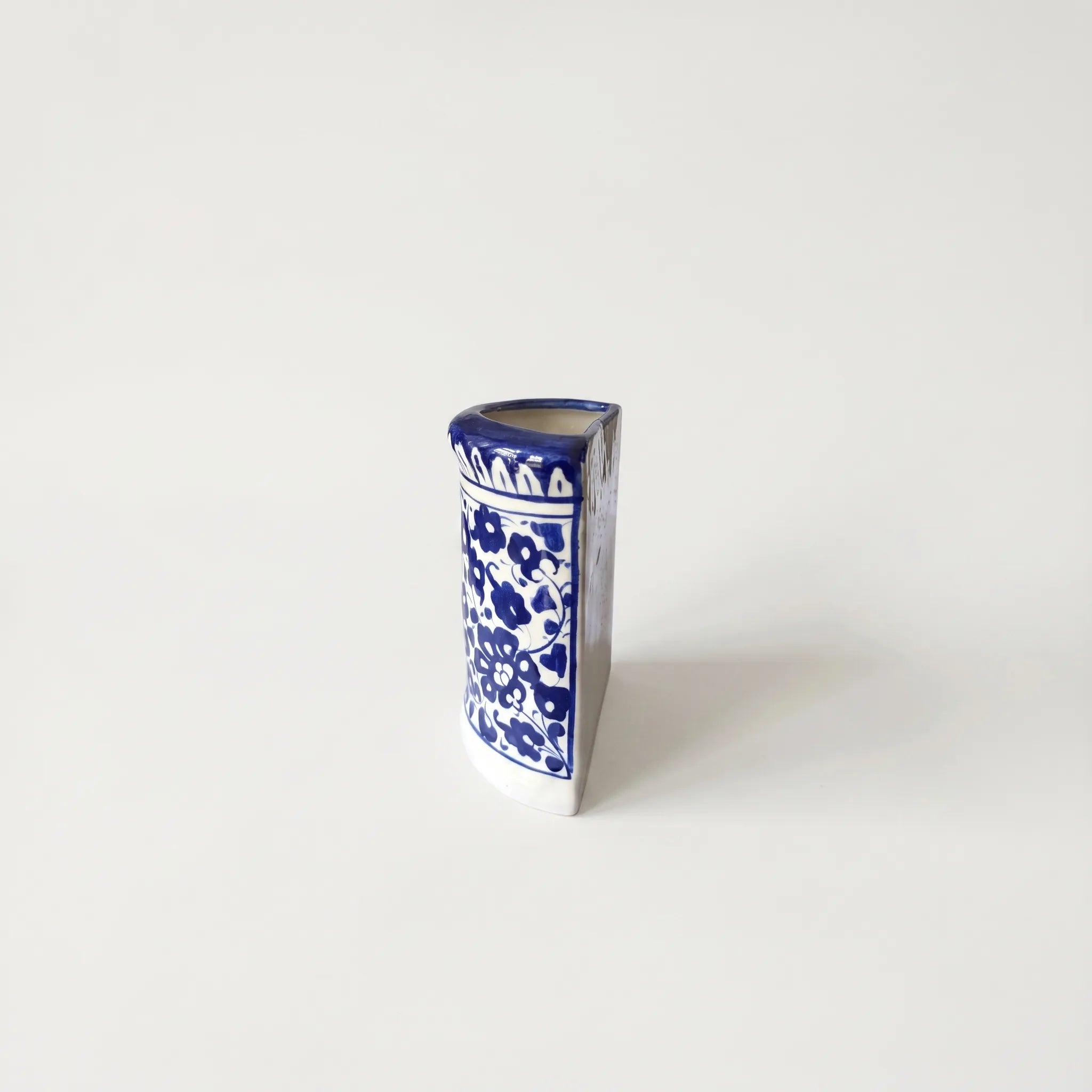 Blue Pottery Wall Planter – 7 Inch High Ceramic Hanging Planter (Slanted Rim) Serena Design