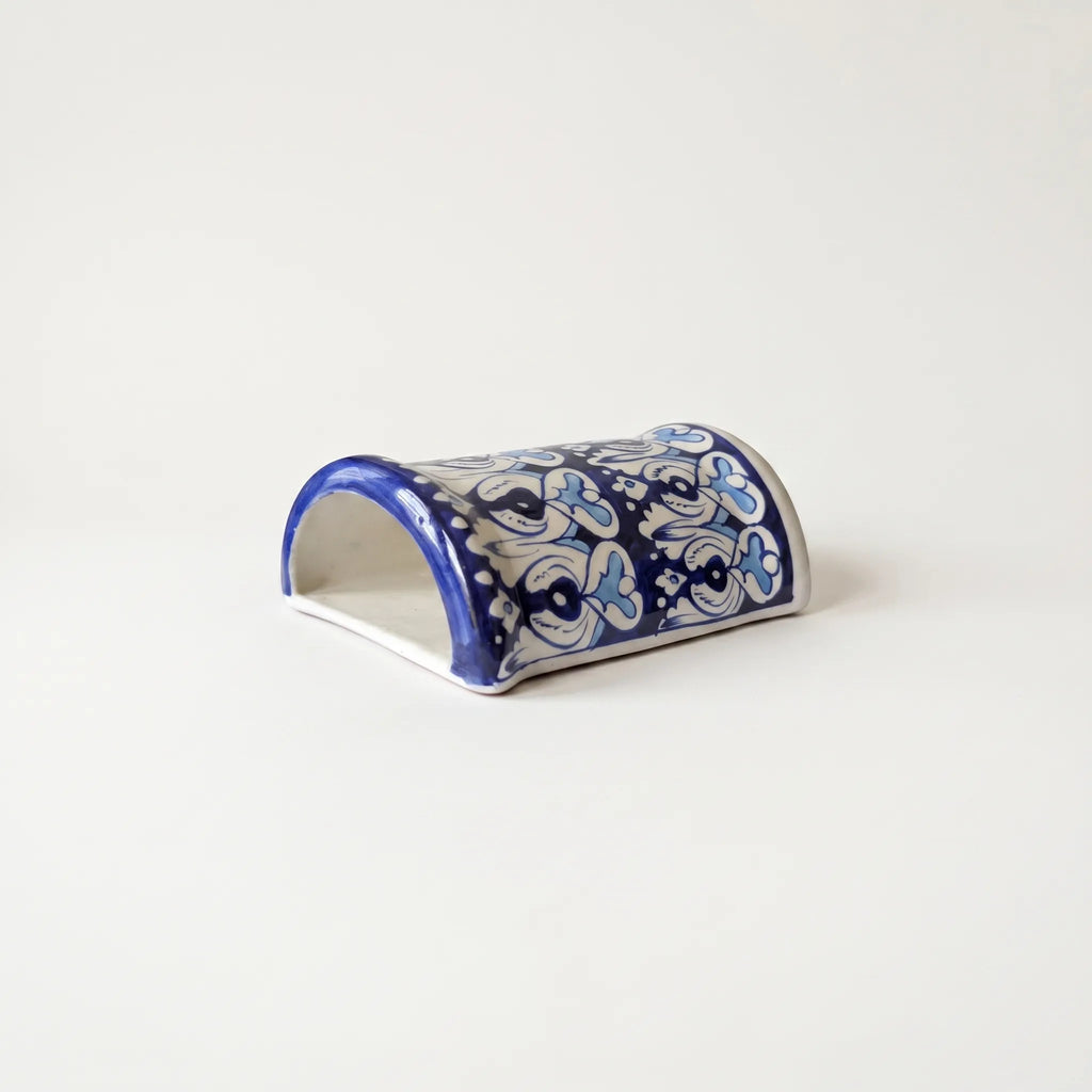 Blue Pottery Wall Planter – 7 Inch High Ceramic Hanging Planter (Slanted Rim) Multani Blue