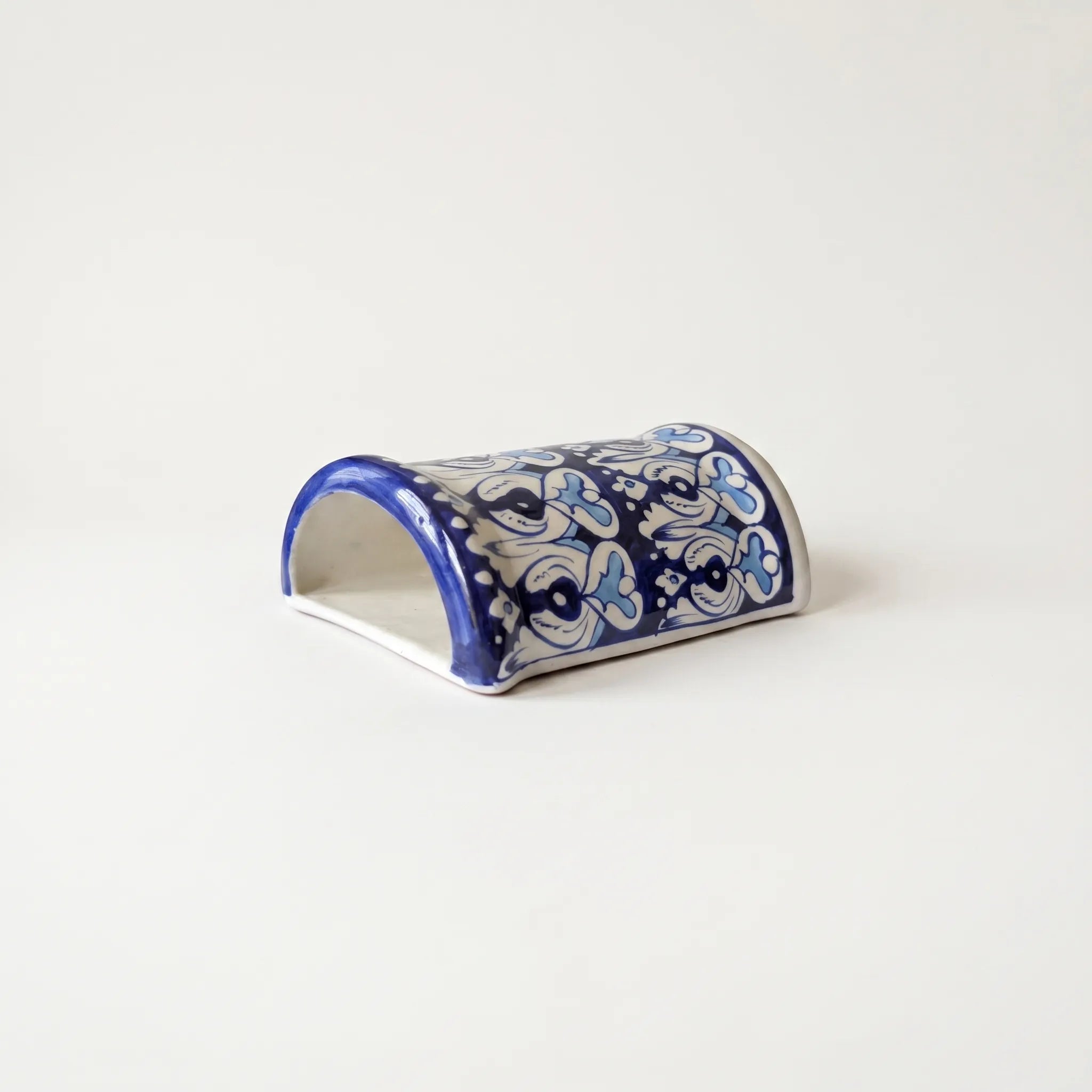 Blue Pottery Wall Planter – 7 Inch High Ceramic Hanging Planter (Slanted Rim) Multani Blue