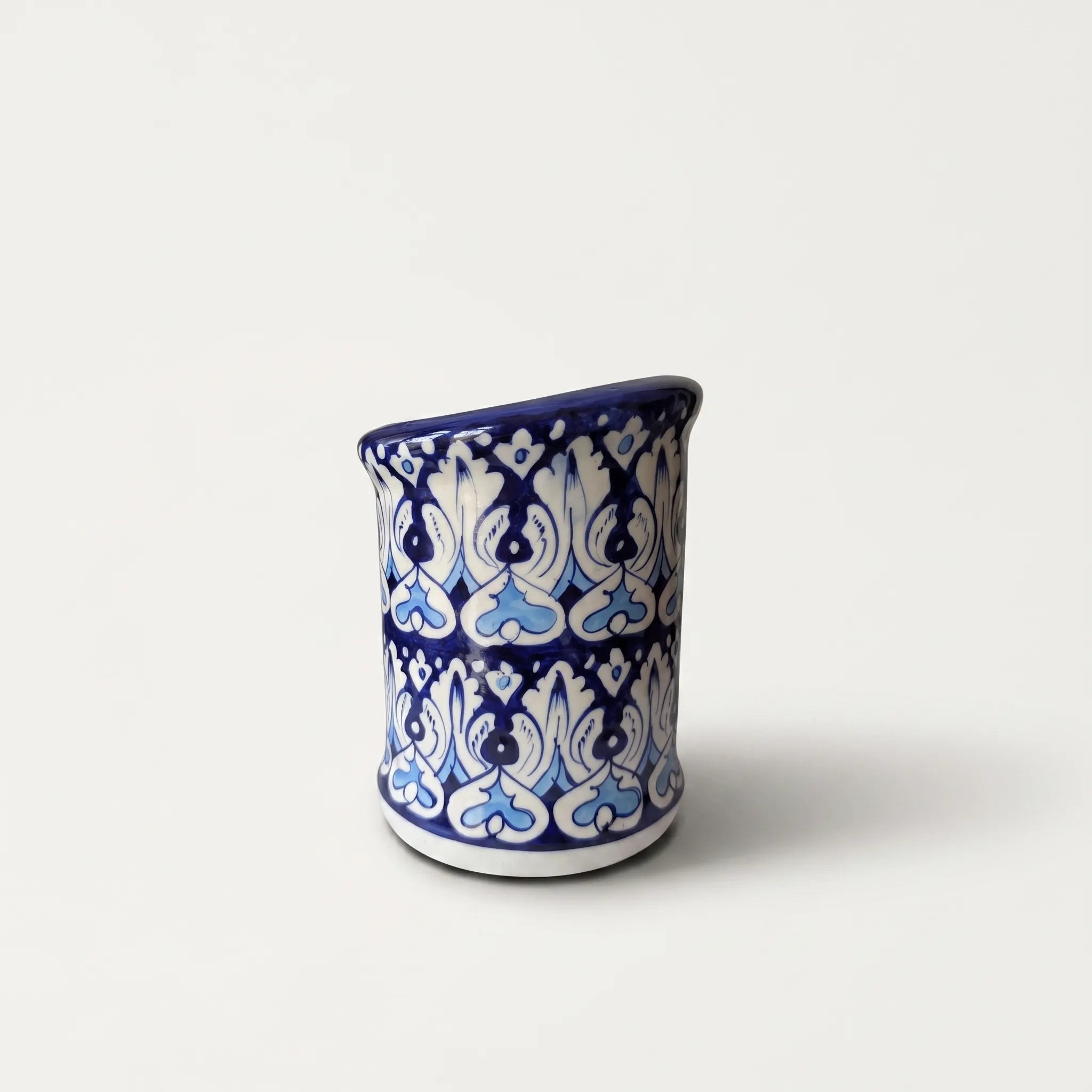 Blue Pottery Wall Planter – 7 Inch High Ceramic Hanging Planter (Slanted Rim) Multani Blue