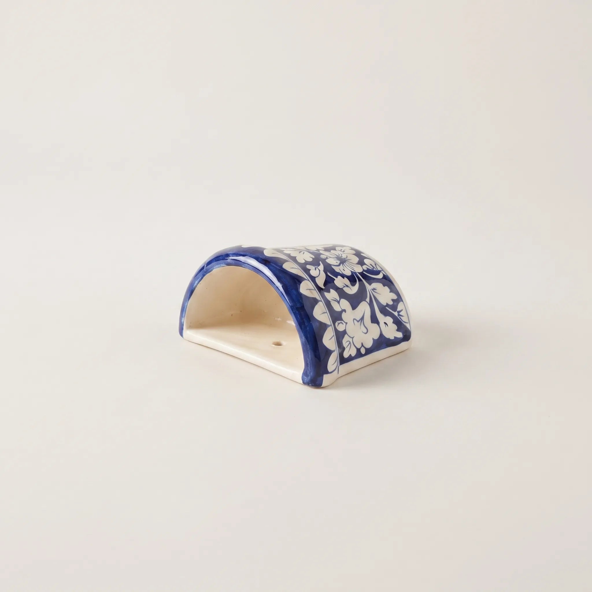 Blue Pottery Wall Planter - 5 Inch Multani Ceramic (Petal Border Floral)