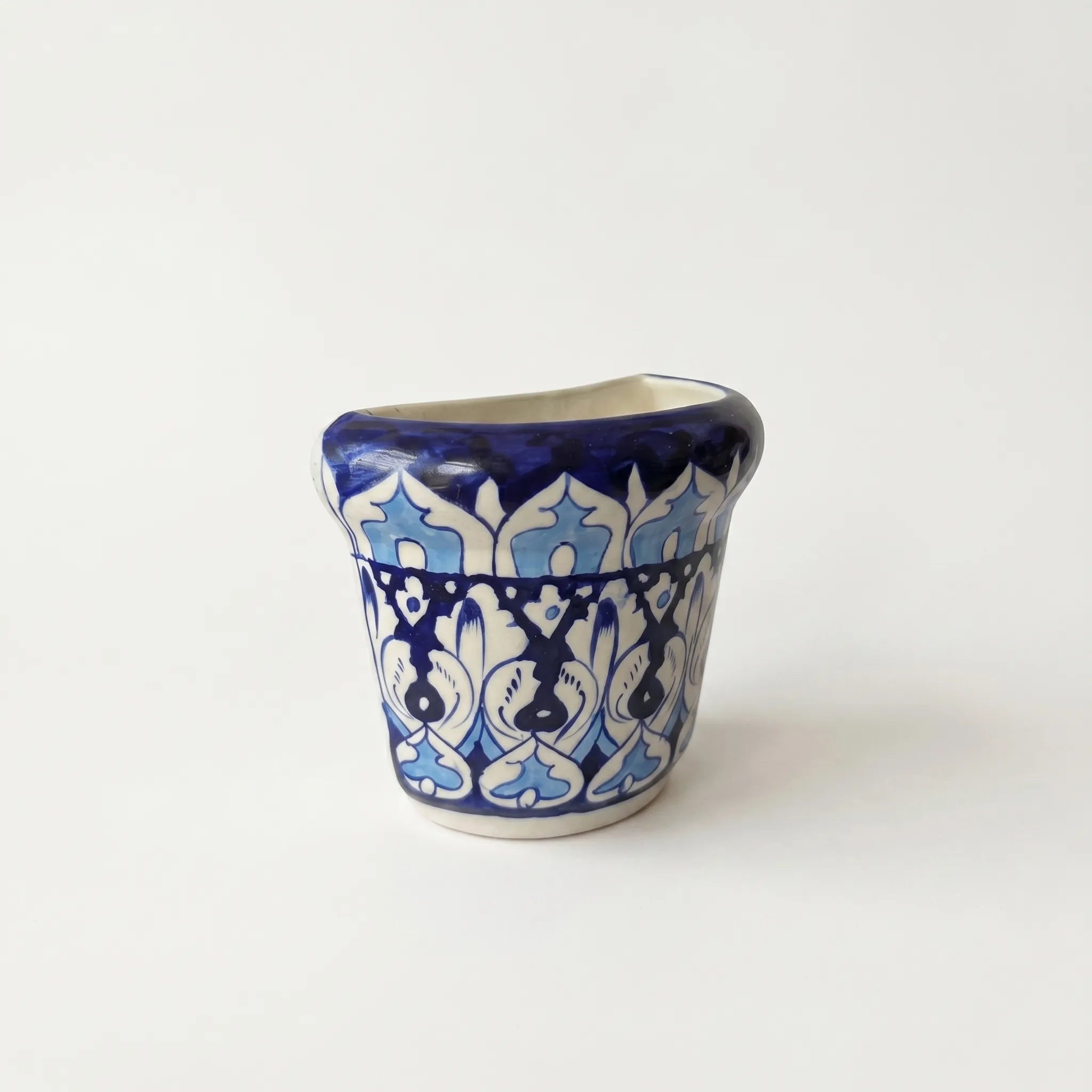 Blue Pottery Wall Planter – Hand-Painted Ceramic Wall Hanging Planter (5” Indoor Planter)