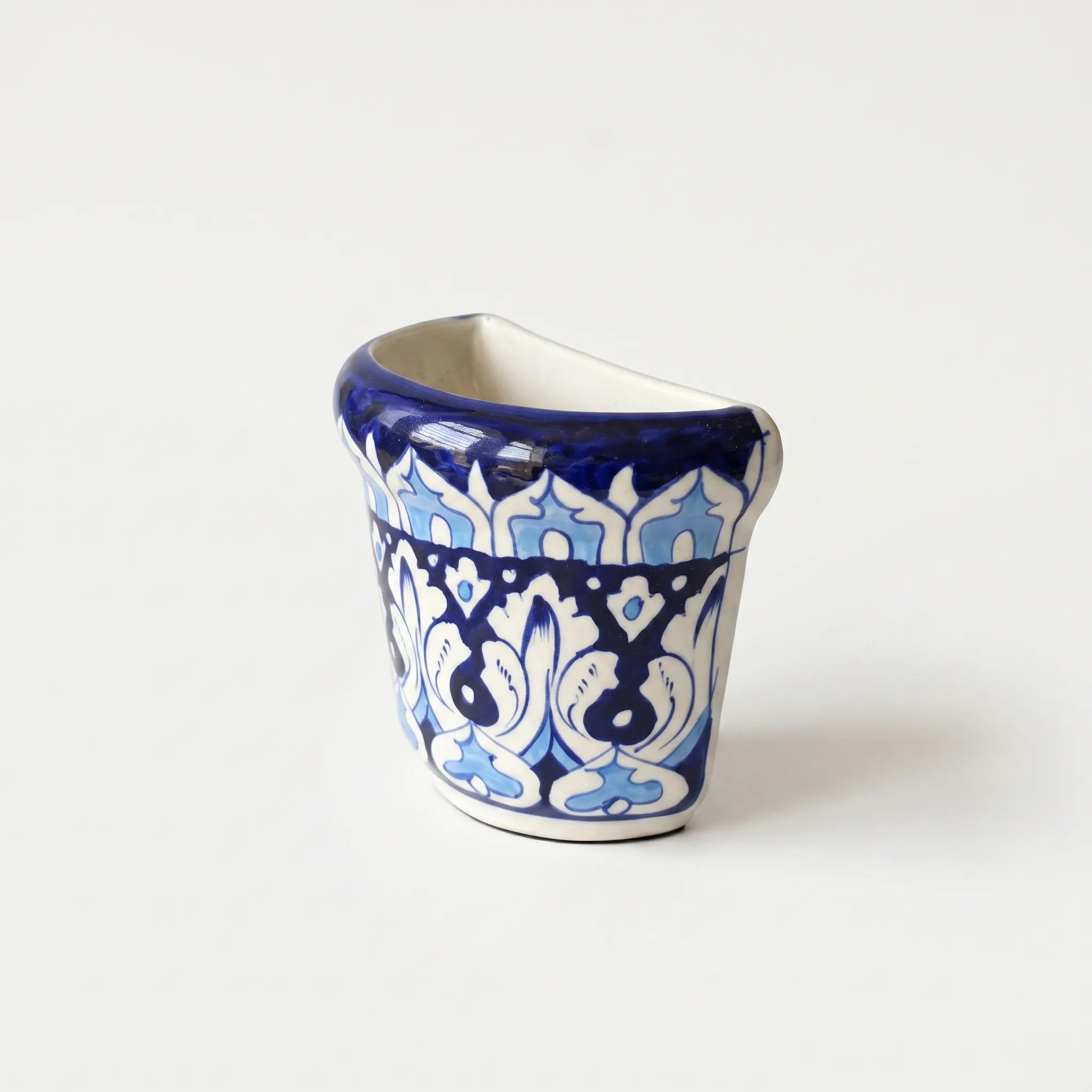 Blue Pottery Wall Planter – Hand-Painted Ceramic Wall Hanging Planter (5” Indoor Planter)