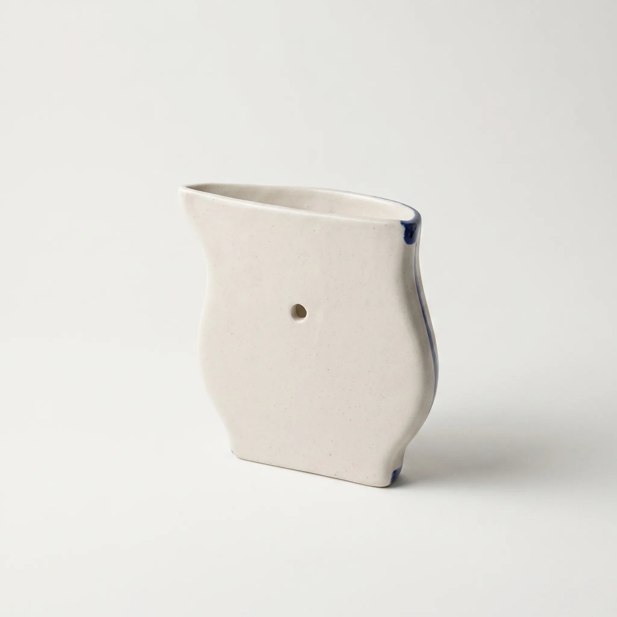 Blue Pottery Wall Planter – 5” Ceramic Hanging Planter with Sculpted Mouth (Multani)