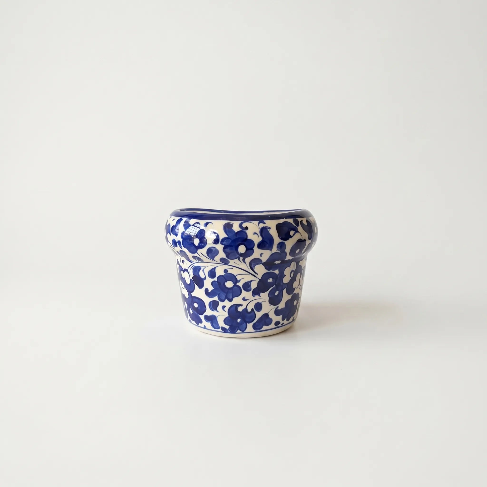 Blue Pottery Mini Wall Planter – 4” Ceramic Hanging Planter (Multani)