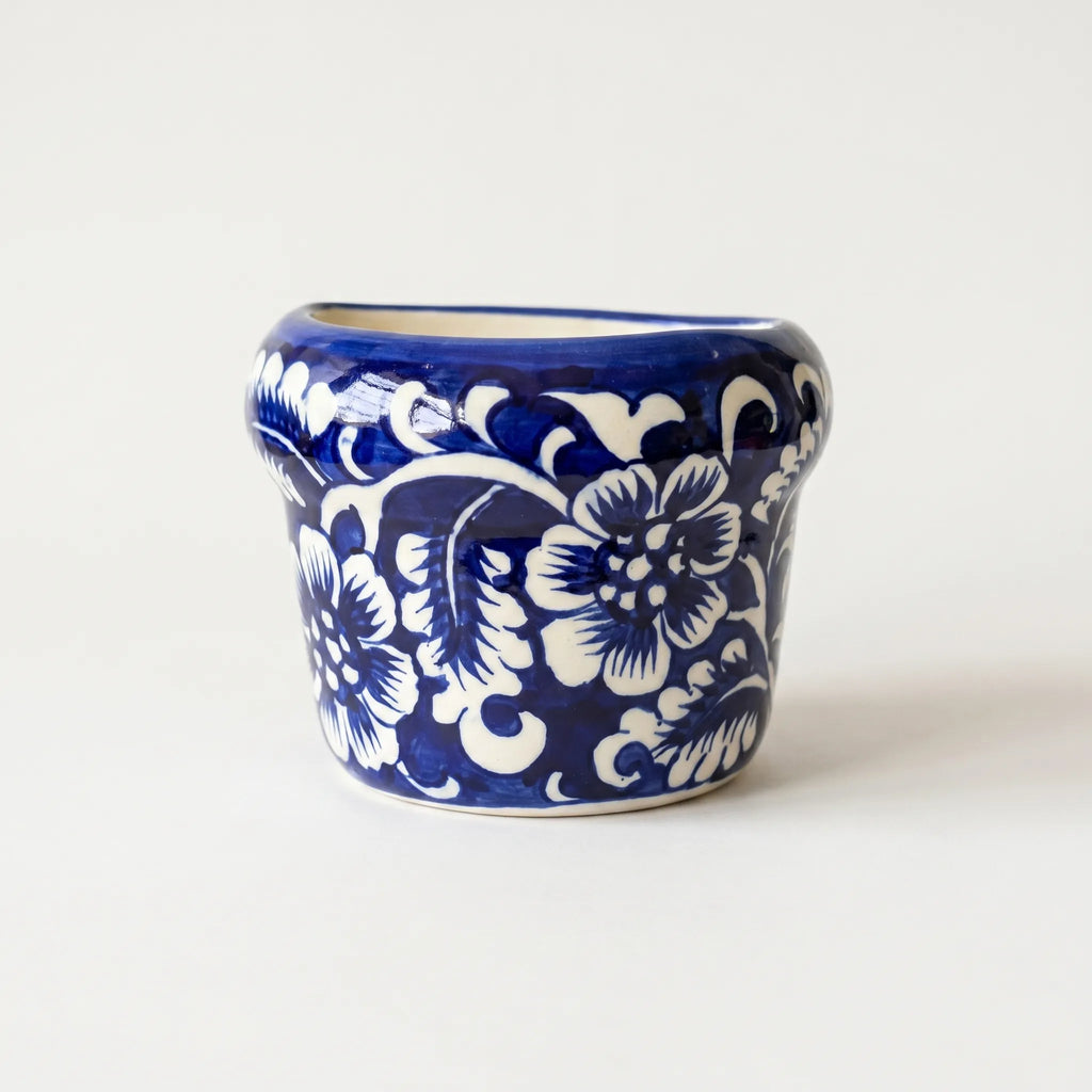 Blue Pottery Mini Wall Planter – 4” Ceramic Hanging Planter (Multani) Dark blue