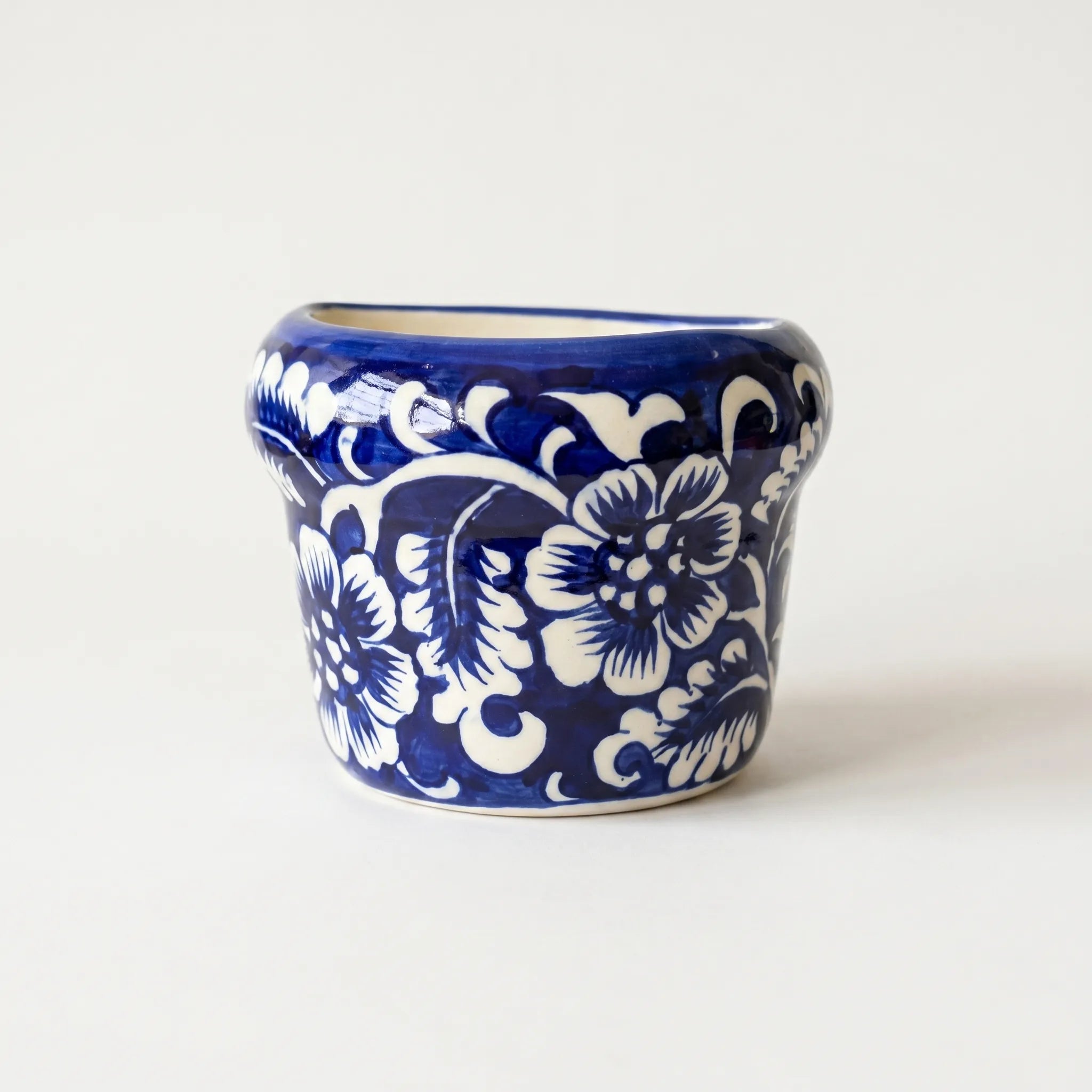 Blue Pottery Mini Wall Planter – 4” Ceramic Hanging Planter (Multani) Dark blue
