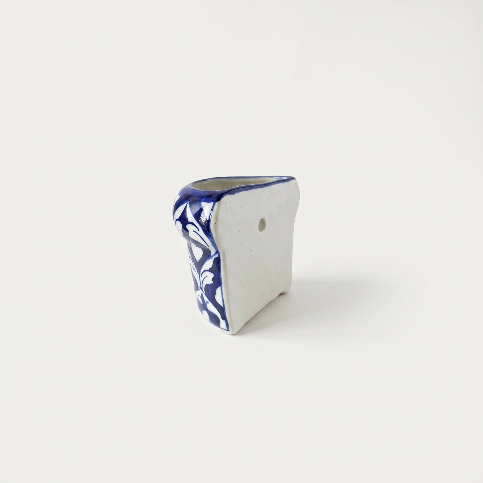 Blue Pottery Mini Wall Planter – 4 Inch Ceramic Hanging Planter Blue and White