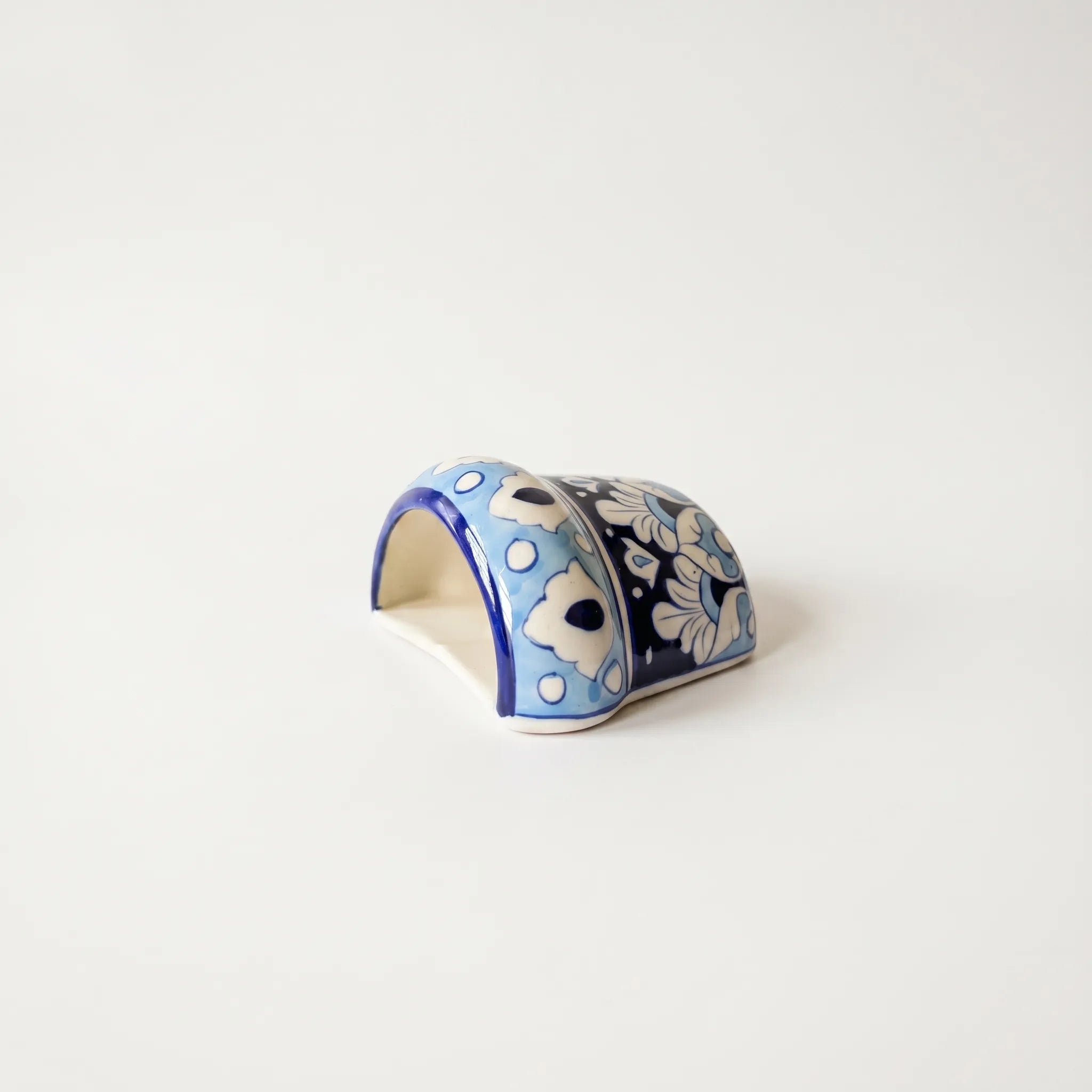 Blue Pottery Mini Wall Planter – 4” Ceramic Hanging Planter (Sky Blue Floral)