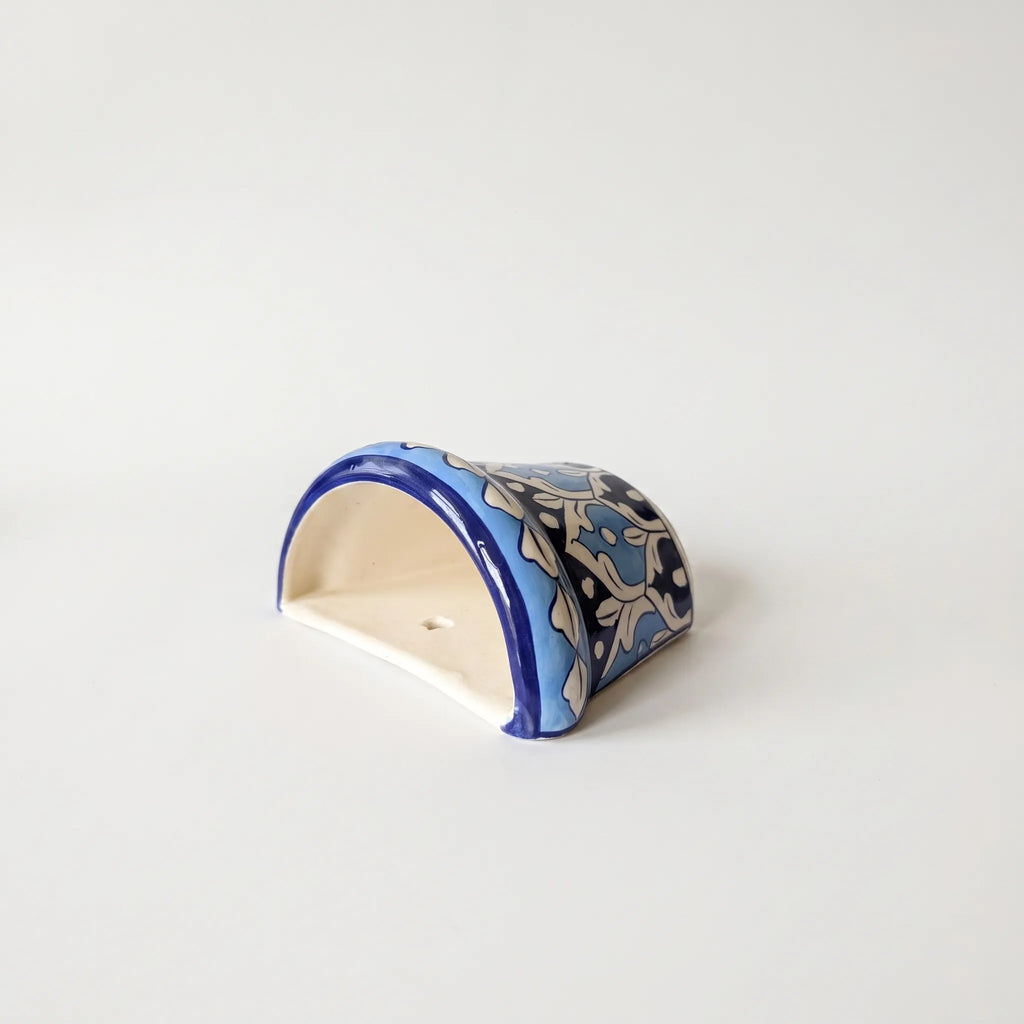 Blue Pottery Wall Planter – 5” Ceramic Hanging Planter Light Blue