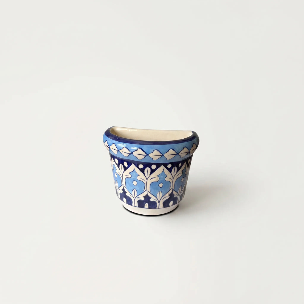 Blue Pottery Wall Planter – 5” Ceramic Hanging Planter Light Blue