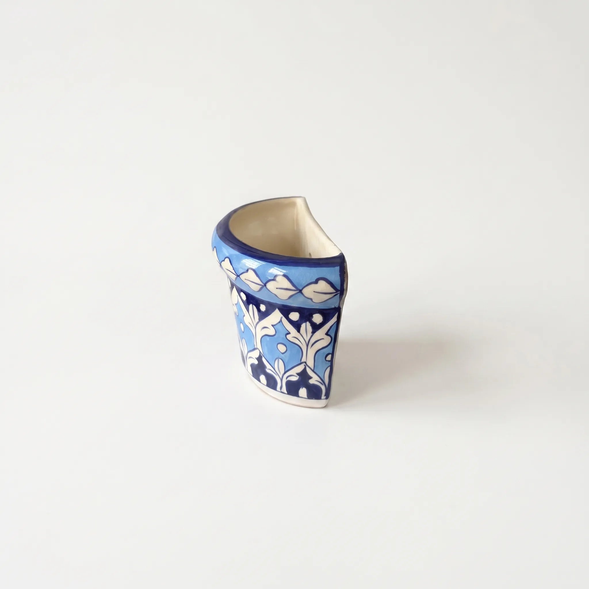 Blue Pottery Wall Planter – 5” Ceramic Hanging Planter Light Blue