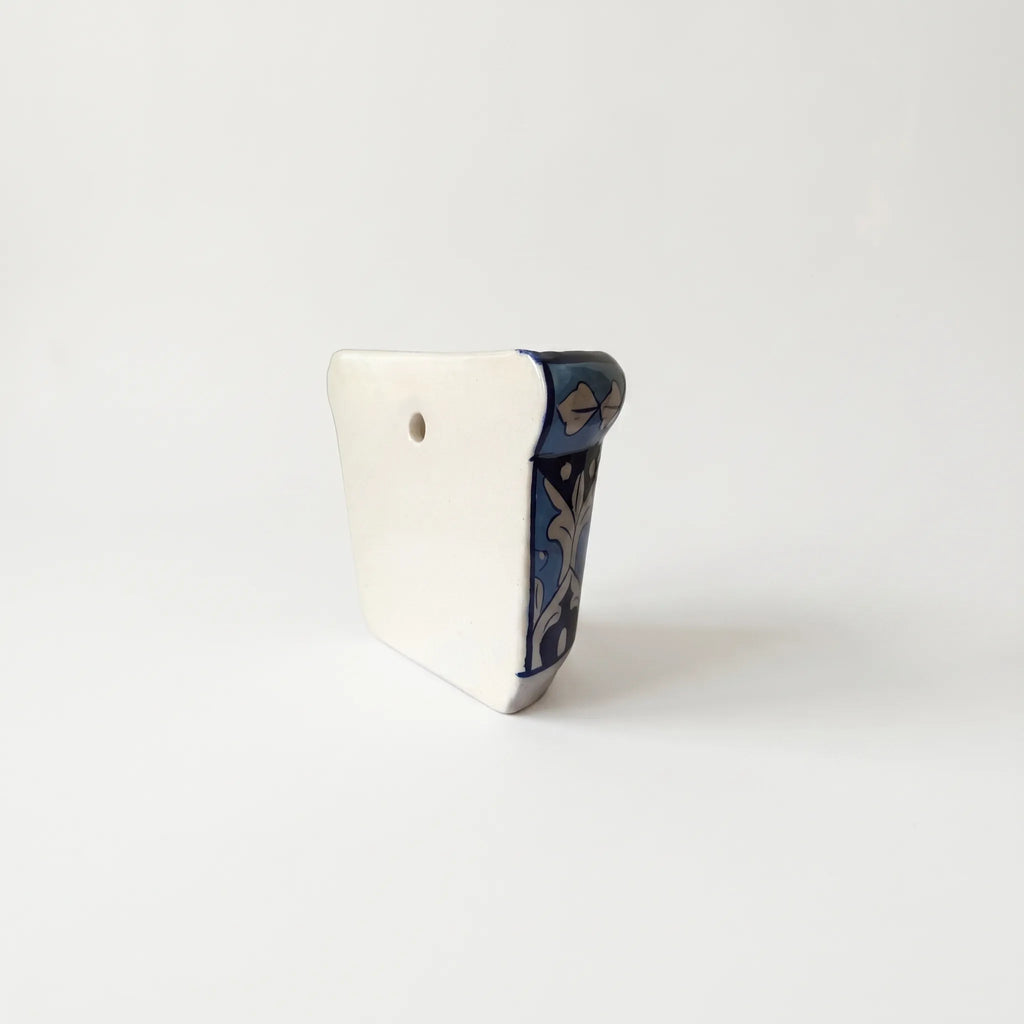 Blue Pottery Wall Planter – 5” Ceramic Hanging Planter Light Blue